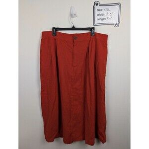 A New Day Coral Red Linen Blend Midi Skirt Size XXL